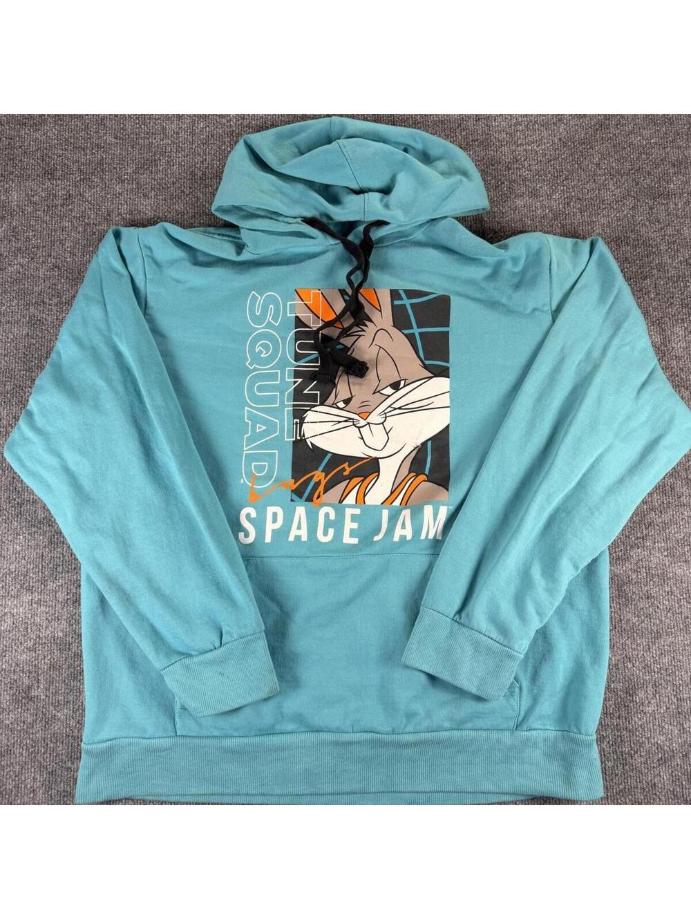 Space Jam Looney Tune Squad Bugs‎ Bunny Teal Hoodie XL - Activewear